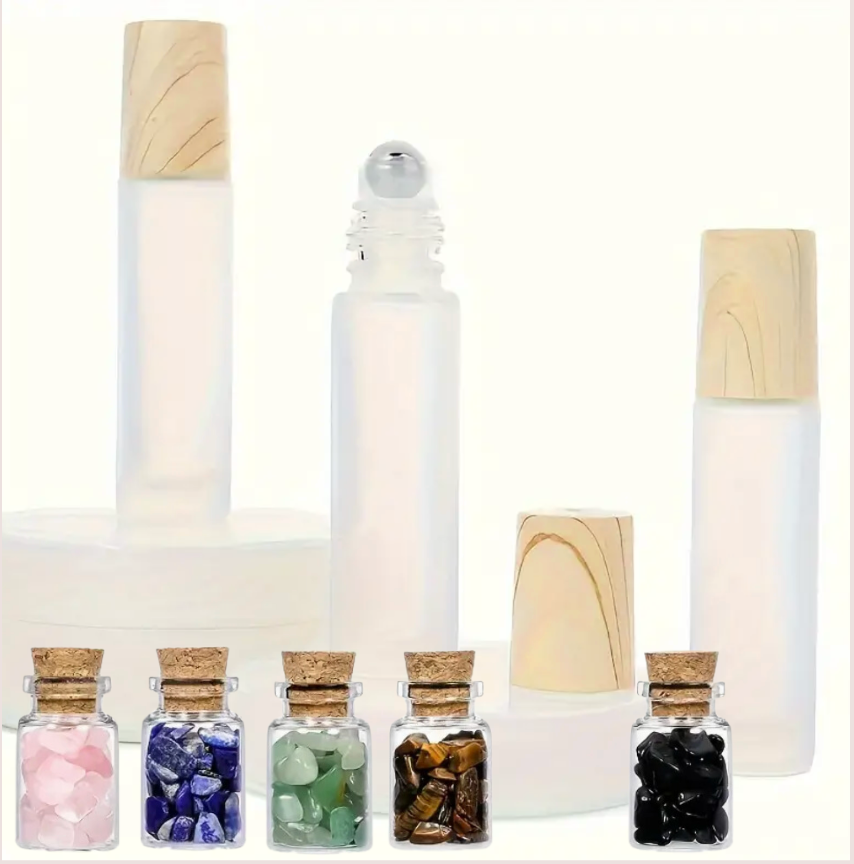 Rollerflasche - Rollon 10 ml Milchglas - mit Edelsteinen - 5 Sorten