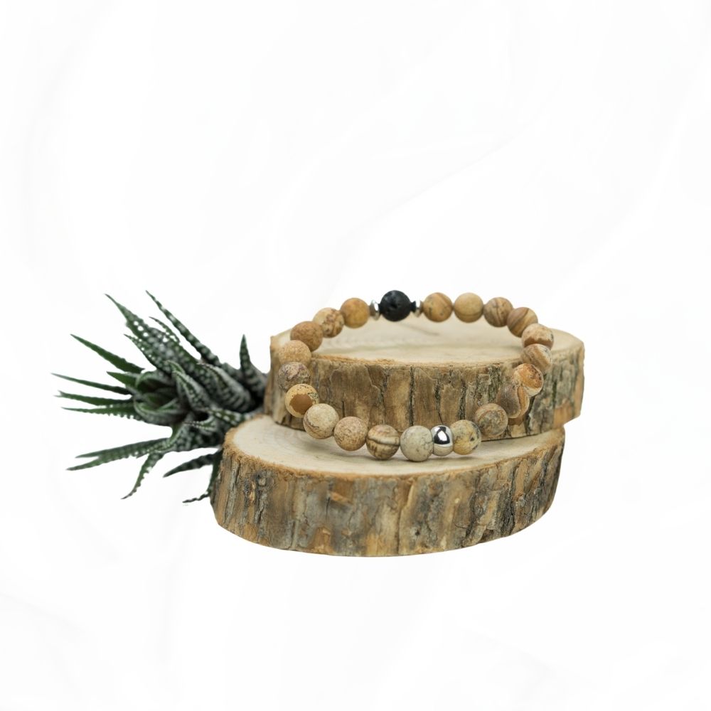 Aromaschmuck Jaspis-Lavastein-Armband „Nature“